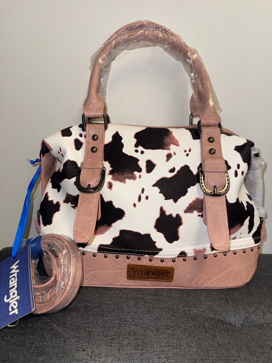 Wrangler Handbags - Wrangler Doctor Bag Pink Cowprint Satchel Handbag